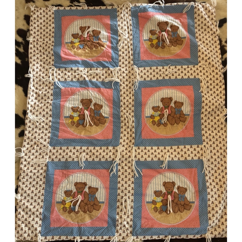Teddy Bear Quilt VIP Cranston Print Works Bear Family 41x48 In Childs Bedding